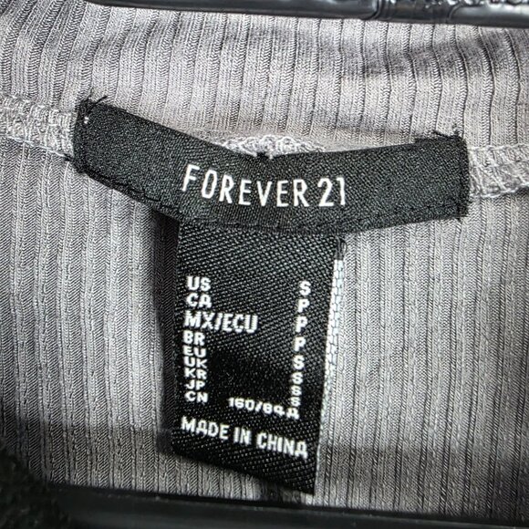 Womens Forever 21 Gray Ribbed Bodycon Mini Dress Long Sleeve 1/4 Zip Rayon S - Picture 2 of 7